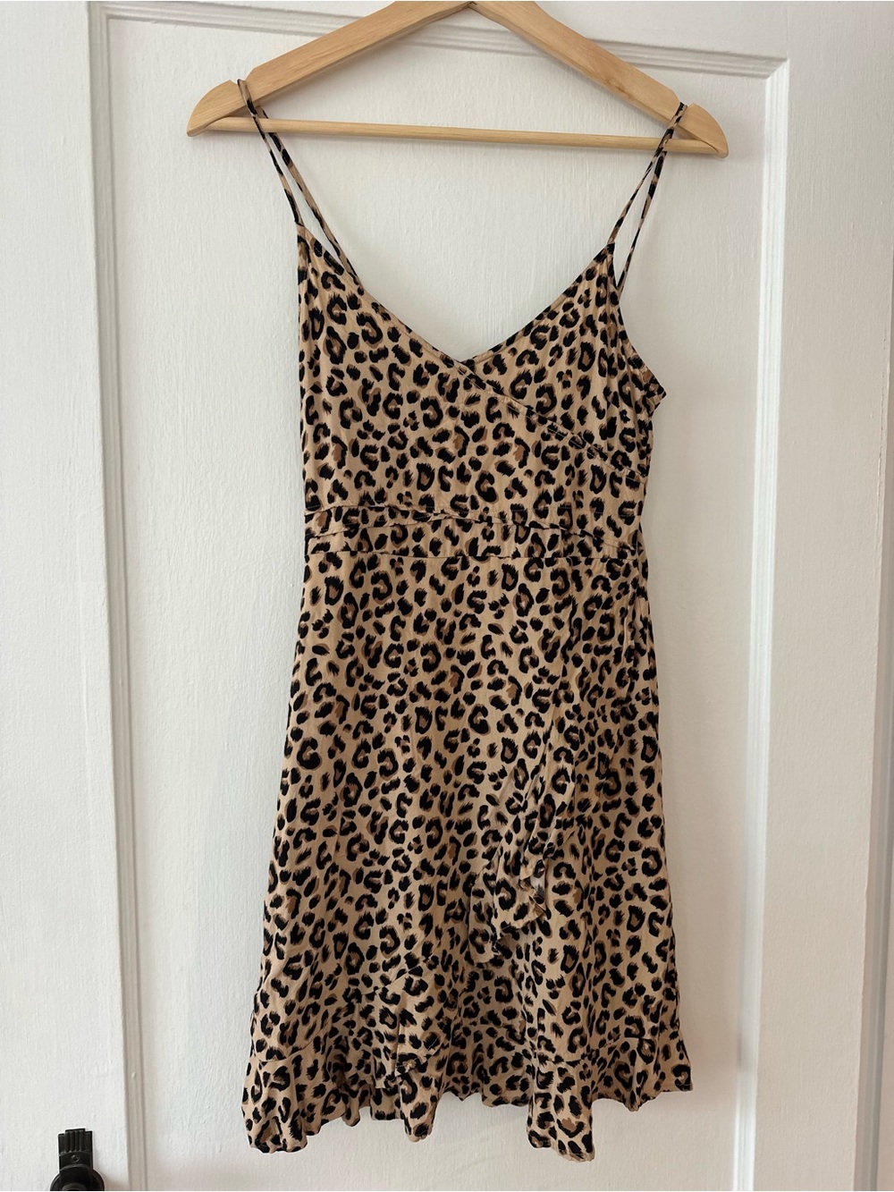 Divided Animal Print Slip Dress in Beige and Black